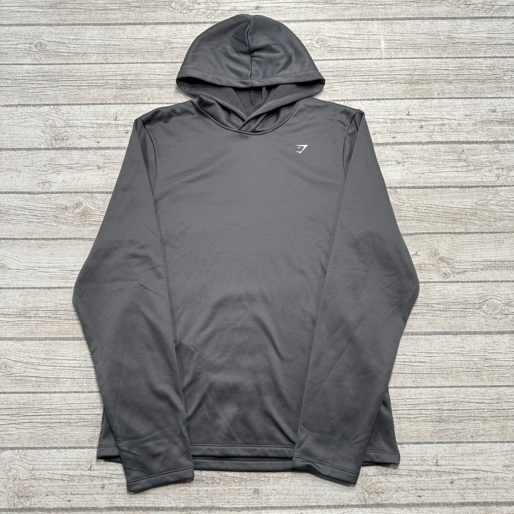 Gymshark Hoodie Men's XL Gray Fleece Lined Relaxed Fit Athletic Training Workout
